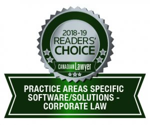 Canadian Lawyer: 2018-2019 Readers' Choice Award: Practice Areas-Specific Software/Solutions - Corporate Law