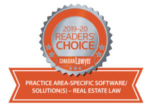 Canadian Lawyer: 2019-2020 Readers' Choice award for Practice Area-Specific Software / Solutions - Real Estate Law